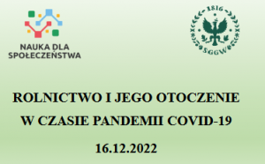 Zaproszenie na międzynarodową konferencję naukową „Rolnictwo i jego otoczenie w czasie pandemii COVID-19”